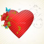 Florally Decorated Red Textured Heart with Floral Background